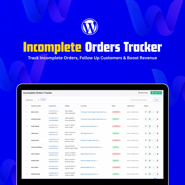 Incomplete Order Tracker